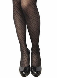 blancho bedding Blancho LZSA080-1 Sexy Black Sheer Oblique Lines Stocking