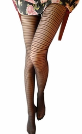 blancho bedding Blancho LZSA098-1 Sexy Black Sheer Striped Stocking
