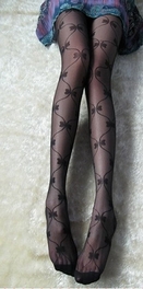 Blancho Bedding Blancho LZSC032-1 Sexy Black Sheer Bowknot Stocking