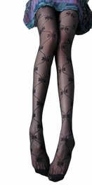 blancho bedding Blancho LZSC032-1 Sexy Black Sheer Bowknot Stocking