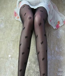 Blancho Bedding Blancho LZSW55-1 Sexy Black Sheer Heart-shaped Stocking