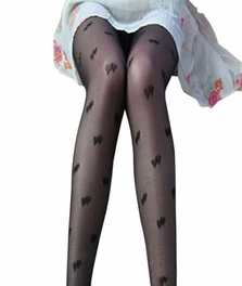 blancho bedding Blancho LZSW55-1 Sexy Black Sheer Heart-shaped Stocking