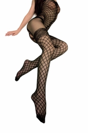 blancho bedding Blancho SE-103 Sexy Black Sheer Lace Wires Pattern Cami Body Stocking - Black - Medium