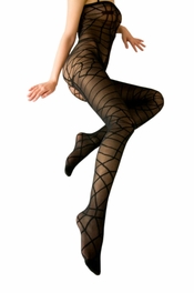 blancho bedding Blancho SE-108 Sexy Black Sheer Lace Cobweb Pattern Cami Body Stocking Crotchless - Black - Medium