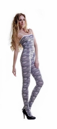 Blancho Bedding Blancho SE-120 Sexy Sheer Zebras Cami Body Stocking Stylish - White - Medium