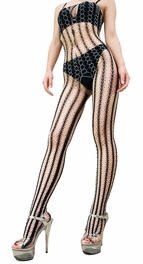 blancho bedding Blancho SE-132 Sexy Sheer Black/White Mesh Interweaving Cami Body Stocking Stylish - Black/White - Medium