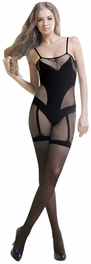 blancho bedding Blancho SE-140 Sexy Black Sheer Lace Cami Body Stocking - Black - Medium