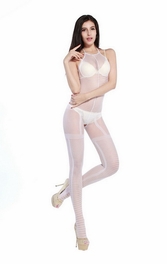 blancho bedding Blancho SE-169-WHITE Special Hot Women Open Crotch Body Stocking - White - Medium