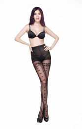 blancho bedding Blancho SE-2052 Bowknot Fashion Open Crotch Stockings - Black - Medium