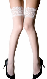 blancho bedding Blancho SE-3309 White Sheer Lace Thigh Highs Stylish