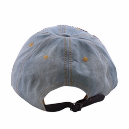 Blancho Bedding Blancho Women Fashion BOSS Rhinestone Studded Bling Adjustable Baseball Cap Light Wash Denim Jean