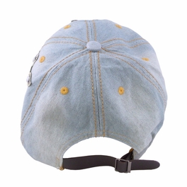 Blancho Bedding Blancho Women Fashion Floral Design Rhinestone Bling Adjustable Baseball Cap Light Wash Denim Jean