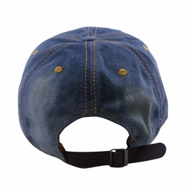Blancho Bedding Blancho Women Fashion Floral Design Rhinestone Bling Adjustable Baseball Cap Blue Wash Denim Jean