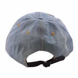 Blancho Bedding Blancho Women Fashion HOPE Rhinestone Studded Bling Adjustable Baseball Cap Light Wash Denim Jean