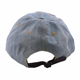 Blancho Bedding Blancho Women Fashion SEXY Rhinestone Studded Bling Adjustable Baseball Cap Light Wash Denim Jean