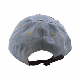 Blancho Bedding Blancho Women Fashion USA Rhinestone Studded Bling Adjustable Baseball Cap Light Wash Denim Jean
