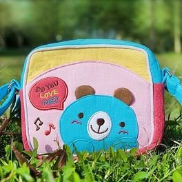 Blancho Bedding [Blue Bear] Embroidered Applique Swingpack Bag Purse / Wallet Bag / Shoulder Bag (5.5*4.7*1.2)