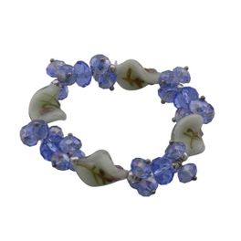 blancho bedding Blue Faceted Crystals Four Lovely Stones With A Flower Picture Bracelet Stretchable Stylish
