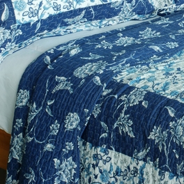 Blancho Bedding [Blue River] Cotton 3PC Vermicelli-Quilted Printed Quilt Set (Full/Queen Size)