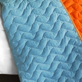 Blancho Bedding [Blue World] 3PC Vermicelli-Quilted Patchwork Quilt Set (Full/Queen Size)