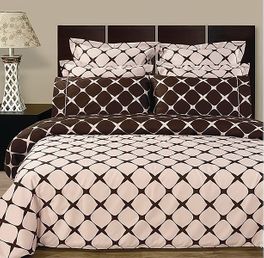 blancho bedding Blush & Chocolate 8PC Bloomingdale Duvet covers and sheet set(King Size)