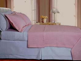 blancho bedding Blush/Pink Checkered Coverlet Set Egyptian cotton 400 Thread count Reversable(Twin Size)