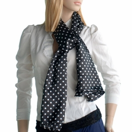 Blancho Bedding Brando Black Background Small Cute White Dot Design Soft Silk Scarf/Wrap/Shawl(Small)