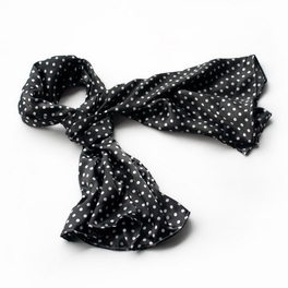 blancho bedding Brando Black Background Small Cute White Dot Design Soft Silk Scarf/Wrap/Shawl(Large)