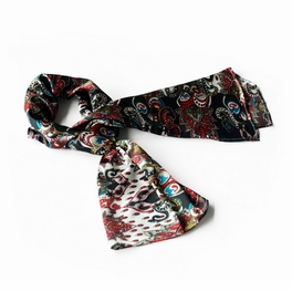 blancho bedding Brando Black & Blue Distinctive Stylish Paisley Pattern Fashion Soft Silky Scarf/Wrap/Shawl(Small)