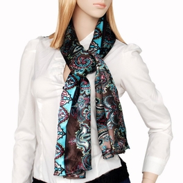 Blancho Bedding Brando Black & Blue Paisley Patterns Revitalized Style Soft Silk Scarf/Wrap/Shawl(Small)