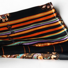 Blancho Bedding Brando Black Chic Paisley & Stripes Design Fashion Soft Silk Scarf/Wrap/Shawl(Small)