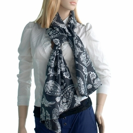 Blancho Bedding Brando Black Flower And Paisley Noble Decent Soft Natural Silk Scarf/Wrap/Shawl(Large)