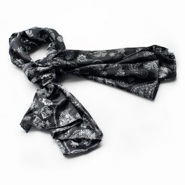 blancho bedding Brando Black Flower and Paisley Noble Decent Soft Natural Silk Scarf/Wrap/Shawl(Large)