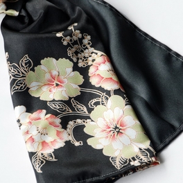 Blancho Bedding Brando Black Flowers Floral Patterns Exquisitely Elegant Comfy Silk Scarf/Wrap/Shawl(Small)