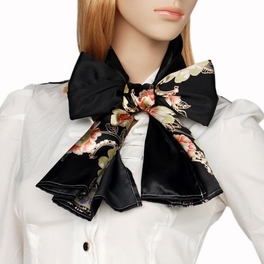 Blancho Bedding Brando Black Flowers Floral Patterns Exquisitely Elegant Comfy Silk Scarf/Wrap/Shawl(Small)