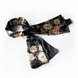 blancho bedding Brando Black Flowers Floral Patterns Exquisitely Elegant comfy Silk Scarf/Wrap/Shawl(Small)