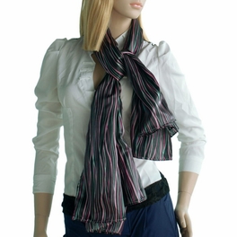 Blancho Bedding Brando Black Irregular Stripe Chic Exquisitely Soft Luxuriant Silky Scarf/Wrap/Shawl(Small)