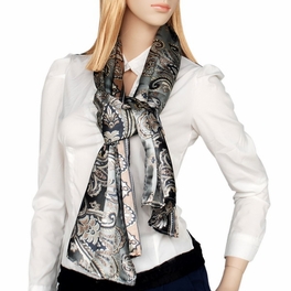 Blancho Bedding Brando Black Revitalized Paisley Patterns Elegant Delicately Soft Silk Scarf/Wrap/Shawl(Small)