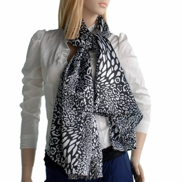 Blancho Bedding Brando Black & White Distinctive Leopard Animal Print Fashion Soft Silk Scarf/Wrap/Shawl(Large)