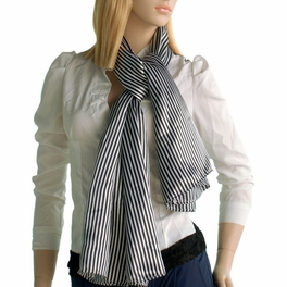 Blancho Bedding Brando Black & White Stripe Elegant Fashion Soft Natural Silk Scarf/Wrap/Shawl(Large)