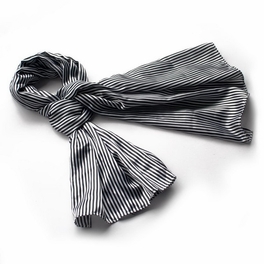 blancho bedding Brando Black & White Stripe Elegant Fashion Soft Natural Silk Scarf/Wrap/Shawl(Large)
