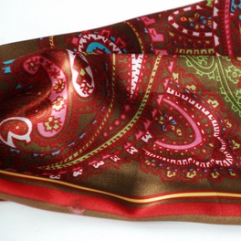 Blancho Bedding Brando Brown Chic Paisley & Stripes Design Fashion Soft Silk Scarf/Wrap/Shawl(Large)