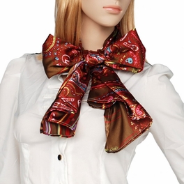 Blancho Bedding Brando Brown Chic Paisley & Stripes Design Fashion Soft Silk Scarf/Wrap/Shawl(Large)