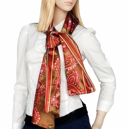 Blancho Bedding Brando Brown Chic Paisley & Stripes Design Fashion Soft Silk Scarf/Wrap/Shawl(Large)