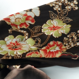 Blancho Bedding Brando Brown Flowers Floral Patterns Exquisitely Elegant Comfy Silk Scarf/Wrap/Shawl(Small)