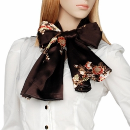 Blancho Bedding Brando Brown Flowers Floral Patterns Exquisitely Elegant Comfy Silk Scarf/Wrap/Shawl(Small)