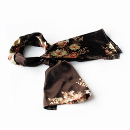 blancho bedding Brando Brown Flowers Floral Patterns Exquisitely Elegant comfy Silk Scarf/Wrap/Shawl(Small)