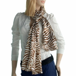 Blancho Bedding Brando Brown Funky Zebra Animal Pattern Super Soft Silk Scarf/Wrap/Shawl(Large)