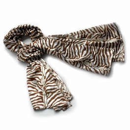 blancho bedding Brando Brown Funky Zebra Animal Pattern super soft Silk Scarf/Wrap/Shawl(Small)