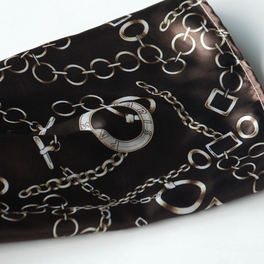Blancho Bedding Brando Chocolate Circle Chain Print Chic Super Comfy Silk Scarf/Wrap/Shawl(Small)
